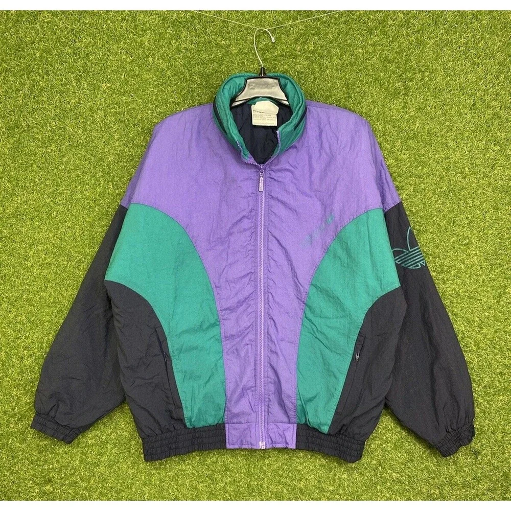 Adidas Track Jacket Mens Medium Ski Snowboard Windbreaker Tri Colorblock y2k